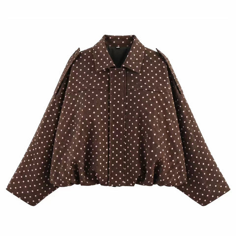 Women's Faux Suede Bomber Jacket Oversized Lapel Jacket with Long Sleeves
